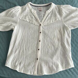 Women's Knox Rose Women’s Eyelet Lace Blouse/Top White Size Medium
